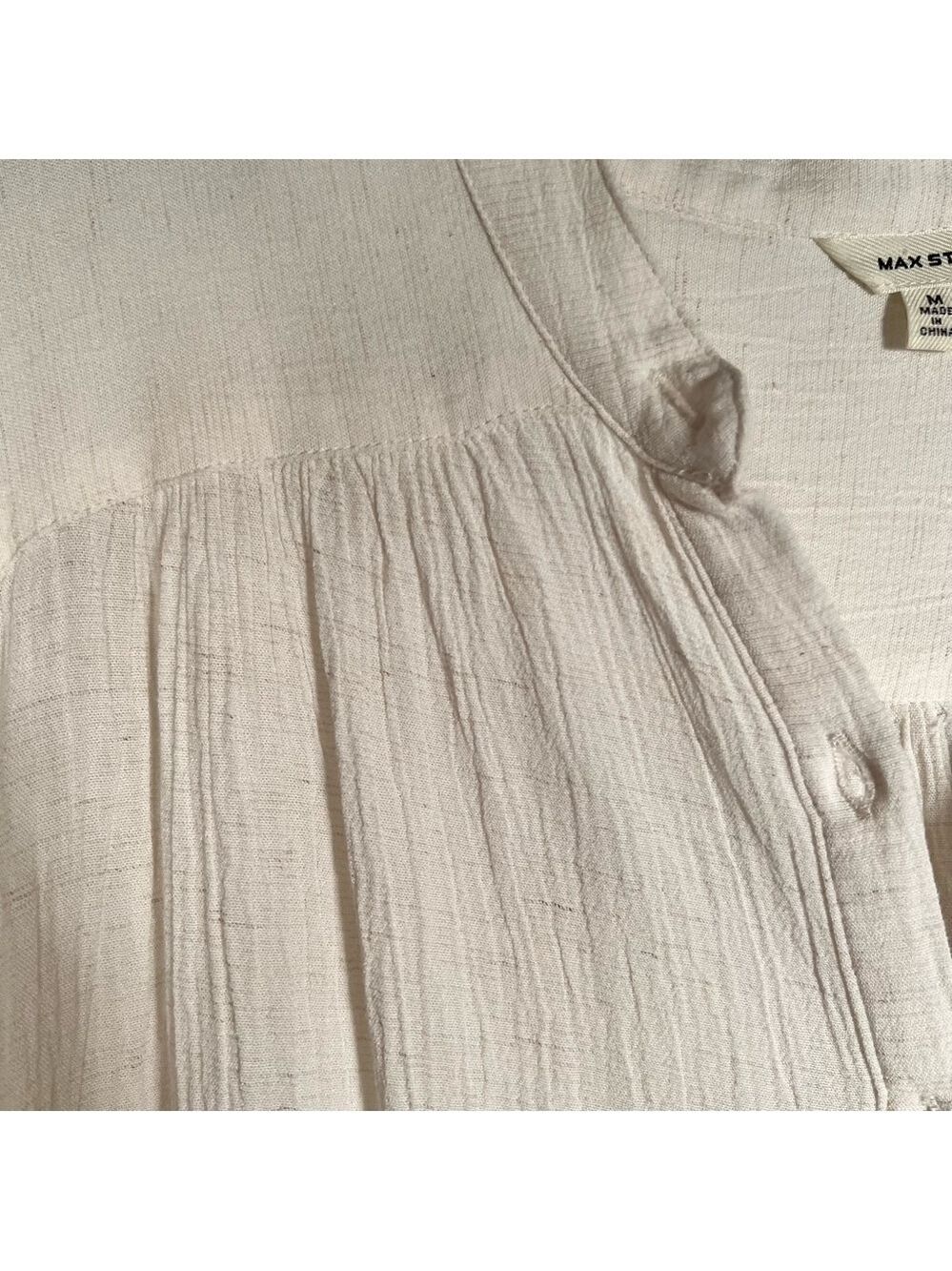 Max Studio Cream Button Up Blouse - Picture 5 of 8